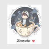 温かいカップと一緒に本を読むペンギン シール (シート)