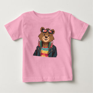 温かいクマ - 心地よく、カラフルで、心温まるデザイン ベビーTシャツ
