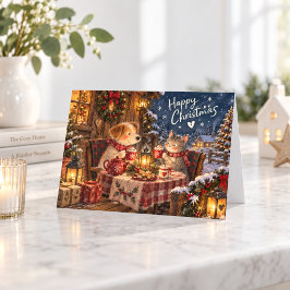 温かいクリスマスのディナーウィッシュ ホリデーグリーティング カード