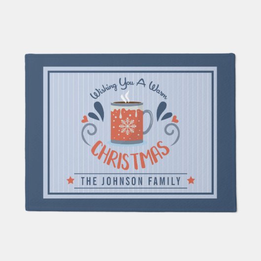 温かいクリスマスの名前を望むホットチョコレート ドアマット (正面)
