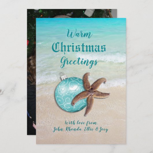 温かいクリスマスの挨拶フォトバックヒトカード シーズンカード (正面/裏面)