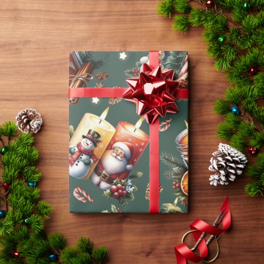 温かいクリスマスキャンドル ラッピングペーパー (クリスマスギフト)