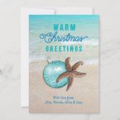温かいクリスマスグリーティングスヒトデビーチシーン シーズンカード (正面)