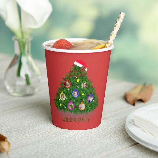 温かいクリスマスツリーの家族 紙コップ (インサイチュ)