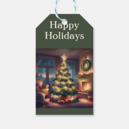 温かいクリスマスツリー ギフトタグ