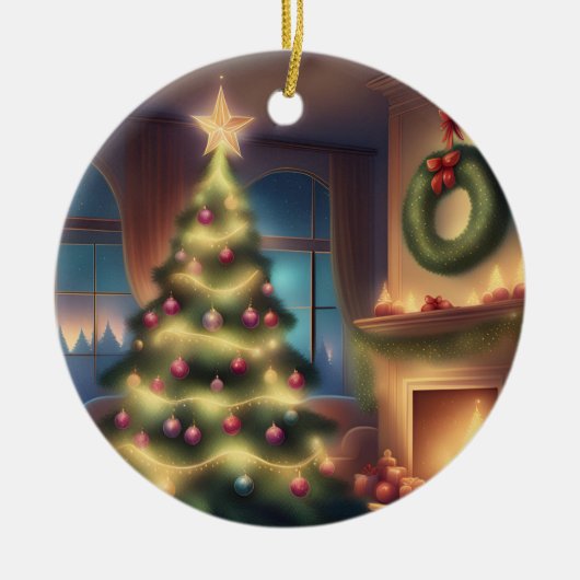 温かいクリスマスツリー セラミックオーナメント (正面)