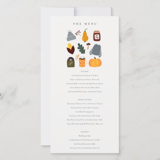 温かいコージー秋のエッセンシャル結婚ズメニューカード サンキューカード (正面)