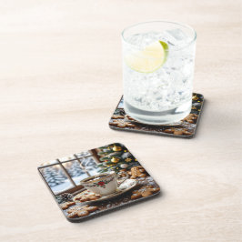 温かいコーヒーとジンジャーブレッドのクッキーのクリスマス コースター