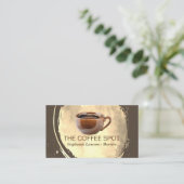 温かいコーヒーのブラウンカップ 名刺 (スタンド正面)