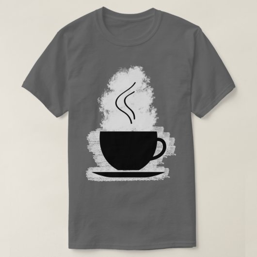 温かいコーヒーカップ1の熱いコーヒー Tシャツ (デザイン正面)