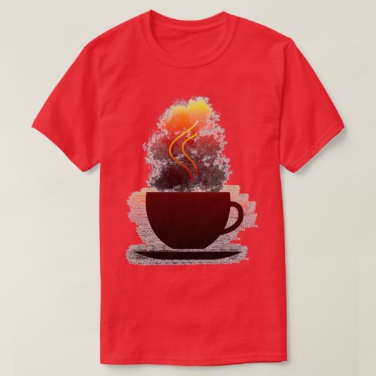 温かいコーヒーカップ3の熱いコーヒー Tシャツ (デザイン正面)