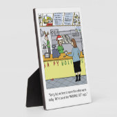 温かいコーヒークリスマスホリデーカおもしろいートゥーン フォトプラーク (側面)