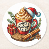 温かいコーヒービア昇華デザイン ラウンドペーパーコースター (正面)