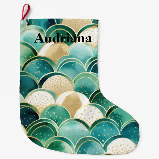 温かいシックなセージ緑ミント ラージクリスマスストッキング (正面)