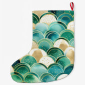 温かいシックなセージ緑ミント ラージクリスマスストッキング (裏面)