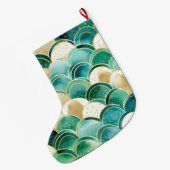 温かいシックなセージ緑ミント ラージクリスマスストッキング (裏面 (吊り時))