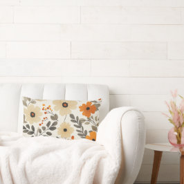 温かいテラコッタトーンのボホフローラルパターン ランバークッション