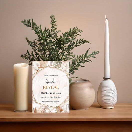 温かいトーンパンパスボホジェンダーリビール招待状 招待状