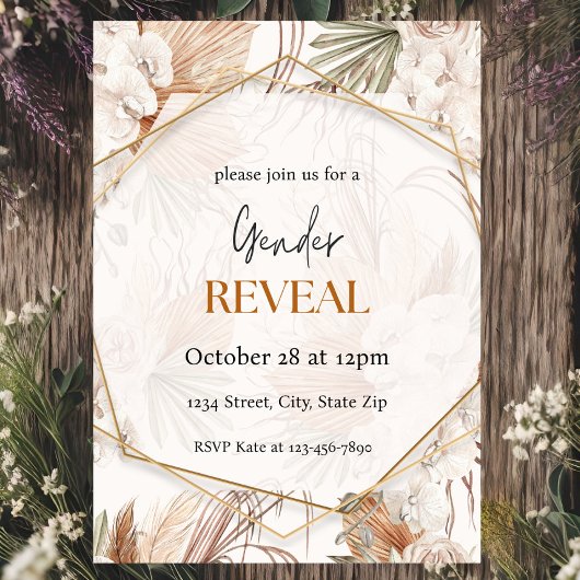 温かいトーンパンパスボホジェンダーリビール招待状 招待状