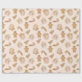 温かいニュートラルカラー、ジンジャーブレッドシュガークッキー ラッピングペーパー (フラット)