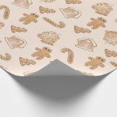 温かいニュートラルカラー、ジンジャーブレッドシュガークッキー ラッピングペーパー (角)