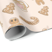 温かいニュートラルカラー、ジンジャーブレッドシュガークッキー ラッピングペーパー (ロールコーナー)