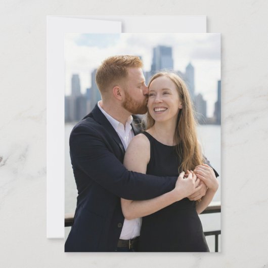 温かいネイビーの愛情あふれる写真 招待状 (正面)