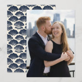 温かいネイビーの愛情あふれる写真 招待状 (正面/裏面)