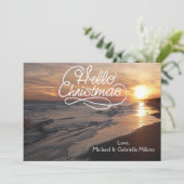 温かいビーチとサンセットクリスマスカード シーズンカード (スタンド正面)