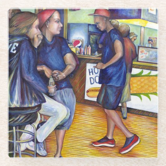 温かいビール、冷たい男と私は暑い ガラスコースター (正面)