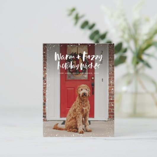 温かいファジーの願い休日ペットの写真はがき シーズンポストカード (スタンド正面)