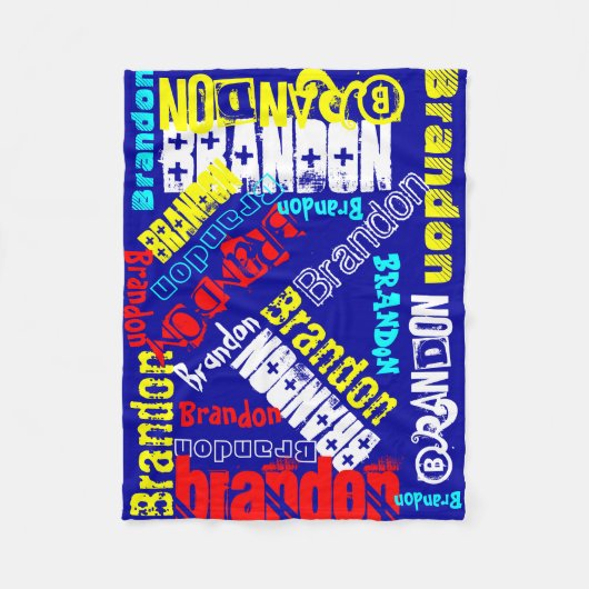 温かいフリースパーソナライズされた名の一括 フリースブランケット (正面)