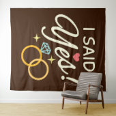 温かいブラウン 私はイエスと言った 婚約パーティー タペストリー (インサイチュ(横))