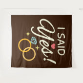 温かいブラウン 私もイエスよ 結婚のお披露目パーティー タペストリー (正面(横))