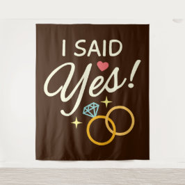 温かいブラウン 私もイエスよ 結婚のお披露目パーティー タペストリー