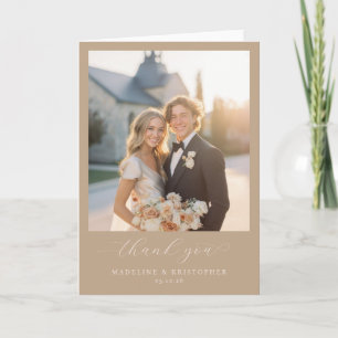 温かいベージュのミニマルな写真 サンキューカード