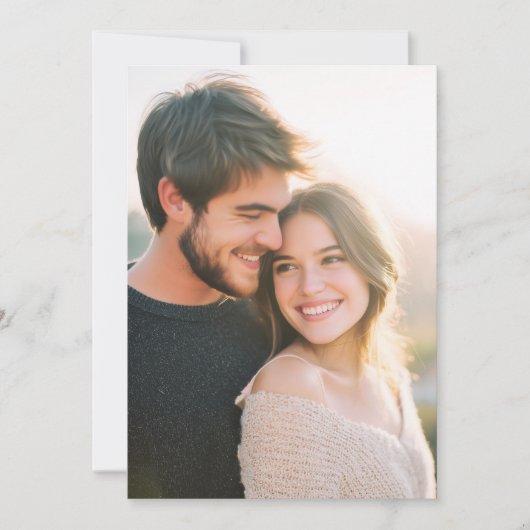 温かいベージュのロマンチックな写真 招待状 (正面)