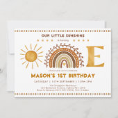 温かいボホテラコッタサンシャインレインボー1歳誕生日 招待状 (正面)