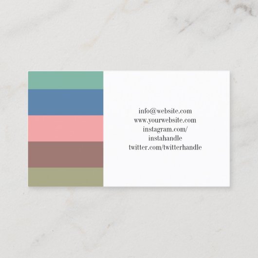 温かいミュート色のロゴの個人写真 名刺 (裏面)