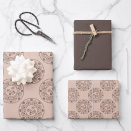 温かいモチャロコリバイバルロータス水玉模様マンダラ ラッピングペーパーシート