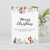 温かい冬の願い事が書かれたクラシックなメリークリスマスカード 招待状 (スタンド正面)