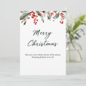温かい冬の願い事が書かれたクラシックなメリークリスマスカード 招待状 (スタンド正面)