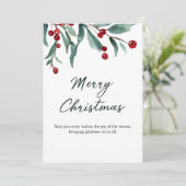温かい冬の願い事が書かれたクラシックなメリークリスマスカード 招待状 (スタンド正面)