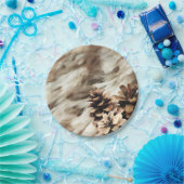 温かい冬の願い ラスティックなホリデー 松ぼっくり ペーパープレート (パーティー)