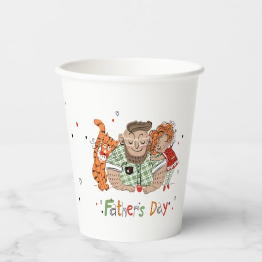 温かい幸せな瞬間を過ごす父の日 紙コップ (正面)