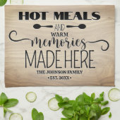 温かい思い出に温かい食事をパーソナライズされた キッチンタオル (折り畳み)
