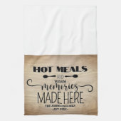 温かい思い出に温かい食事をパーソナライズされた キッチンタオル (縦)