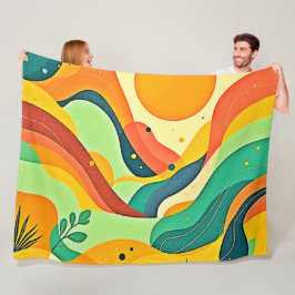 温かい抽象芸術流 フリースブランケット