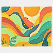 温かい抽象芸術流 フリースブランケット (正面(横))