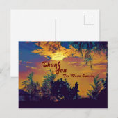  温かい日の出の水彩画の風景 木々 ありがとう  ポストカード (正面/裏面)